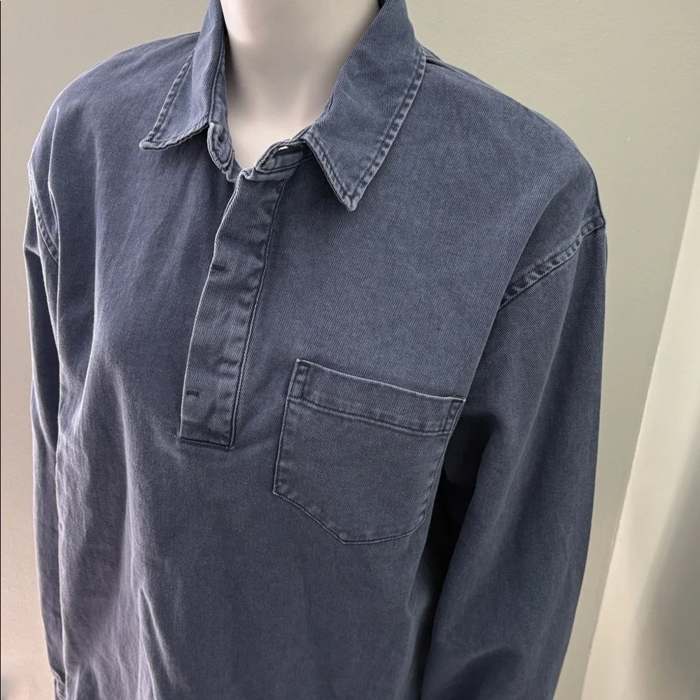FOLK cotton denim open collar shirt small